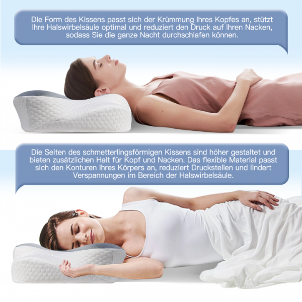 Fwoueot Nackenkissen Kopfkissen Memory Foam Kissen, Nackenstützkissen, Ergonomisches Kopfkissen, für Seiten Rücken & Bauchschläfer grau