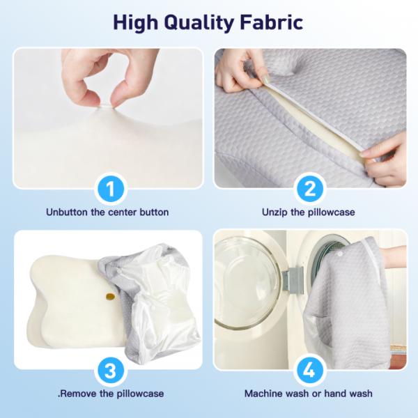 Fwoueot Nackenkissen Kopfkissen Memory Foam Kissen, Nackenstützkissen, Ergonomisches Kopfkissen, für Seiten Rücken & Bauchschläfer grau